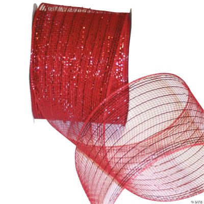 Metallic Red Mesh Ribbon