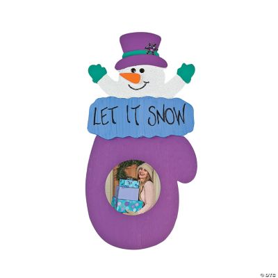 Color Your Own Snowman In Mitten Photo Frame Ornaments