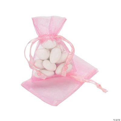 Pastel Pink Mini Organza Drawstring Bags