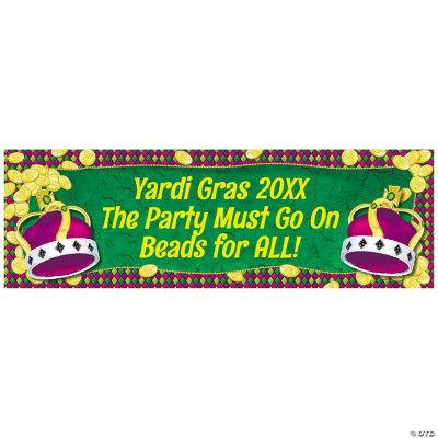 Personalized Mardi Gras Coins & Crown Banner - Medium