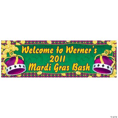 Personalized Mardi Gras Coins And Crown Banners