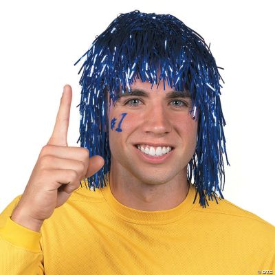 Blue Pom-Pom Tinsel Wig