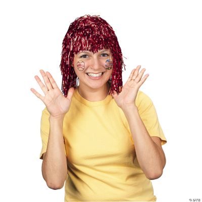 Red Pom-Pom Tinsel Wig