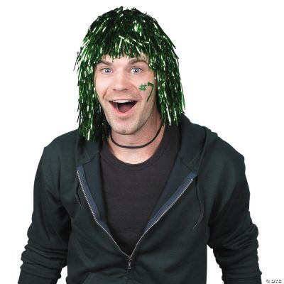 Green Pom-Pom Tinsel Wig