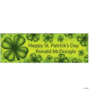 Personalized St. Pat’s Four Leaf Clover Banner - Large