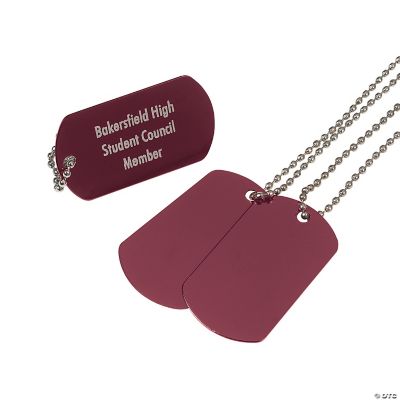 Personalized Dog Tag Necklaces - Burgundy