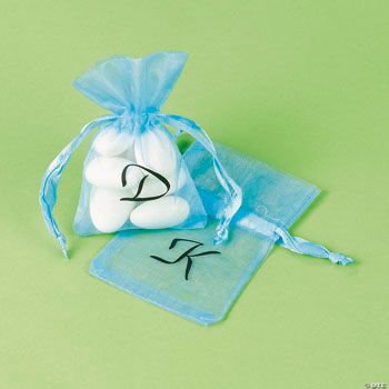 Personalized Mini Pastel Blue Organza Bags