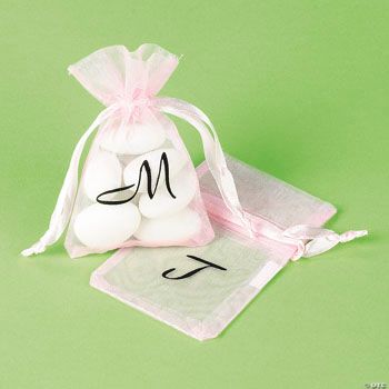 Personalized Mini Pastel Pink Organza Bags