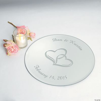 Personalized Two Hearts Round Table Mirror