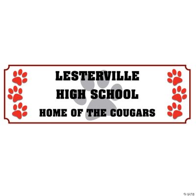 Personalized Red Paw Print Small Banner