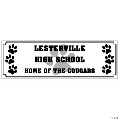 Personalized Black Paw Print Banner - Small
