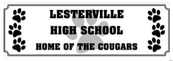 Personalized Black Paw Print Banner - Medium