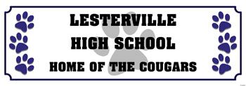 Personalized Blue Paw Print Banner - Small