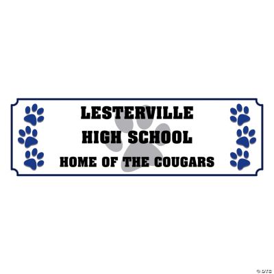 Personalized Blue Paw Print Banner - Medium