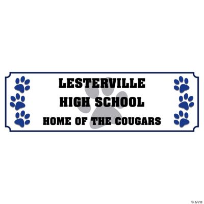 Personalized Blue Paw Print Banner - Large