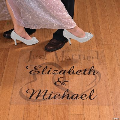 Personalized “Just Married” Two Hearts Floor Cling