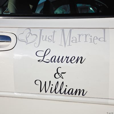 Personalized “Just Married” Two Hearts Car Door Cling