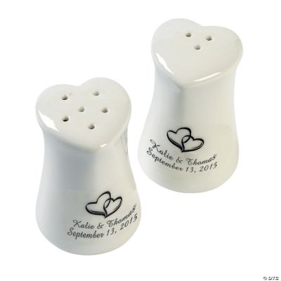 Personalized Two Hearts Salt & Pepper Shakers