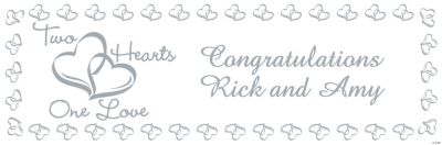 Personalized Two Hearts Wedding Banner ––&nbsp;Small