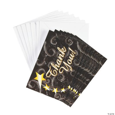 Paper Graduation Black And Gold “Thank You” Cards