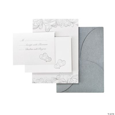 Silver & White Iridescent Wedding Invitation Set