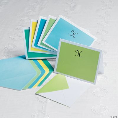 Personalized Monogrammed Cool Colors Notecards