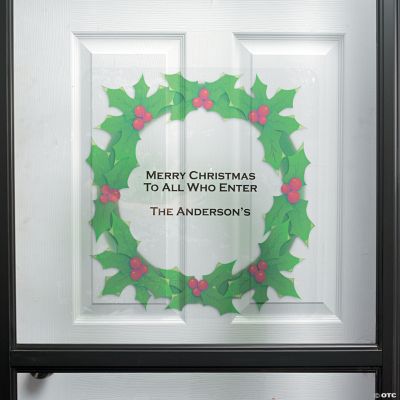 Personalized Christmas Wreath Window Cling