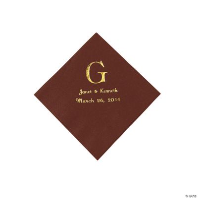 Personalized Wedding Monogram Beverage Napkins - Chocolate