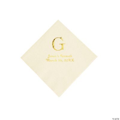 Personalized Wedding Monogram Beverage Napkins - Ivory