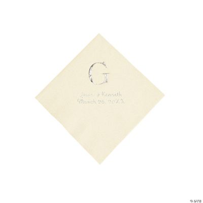 Personalized Wedding Monogram Beverage Napkins - Ivory