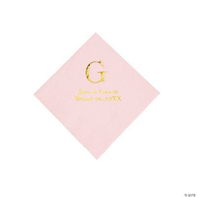Personalized Wedding Monogram Beverage Napkins - Pink