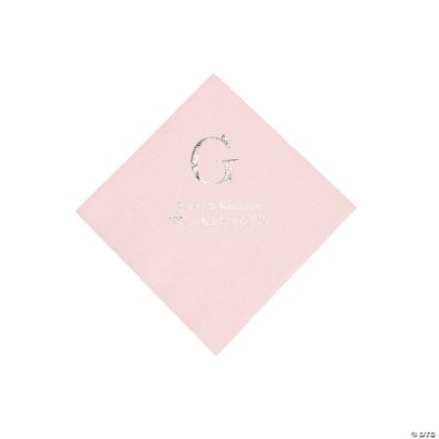 Personalized Wedding Monogram Beverage Napkins - Pink