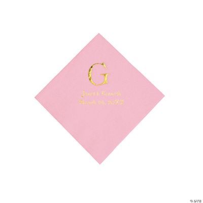 Personalized Wedding Monogram Beverage Napkins - Candy Pink