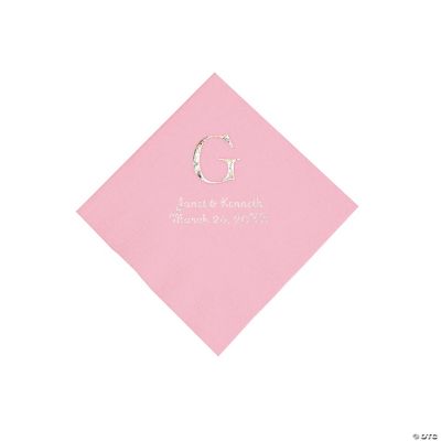 Personalized Wedding Monogram Beverage Napkins - Candy Pink