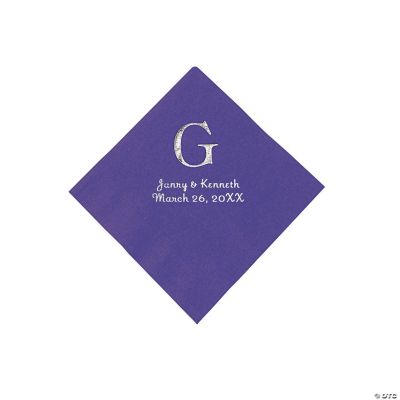 Personalized Wedding Monogram Beverage Napkins - Purple