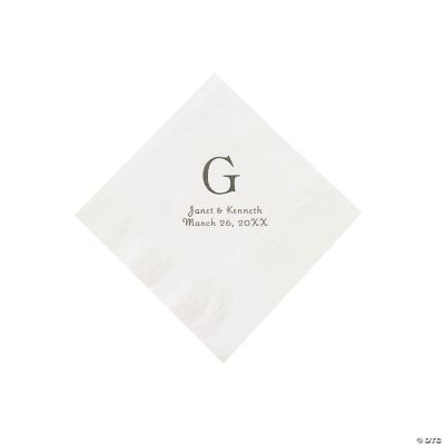 Personalized Wedding Monogram Beverage Napkins - White