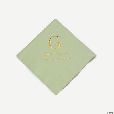 Personalized Wedding Monogram Beverage Napkins - Sage