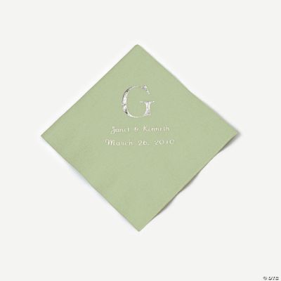 Personalized Wedding Monogram Beverage Napkins - Sage