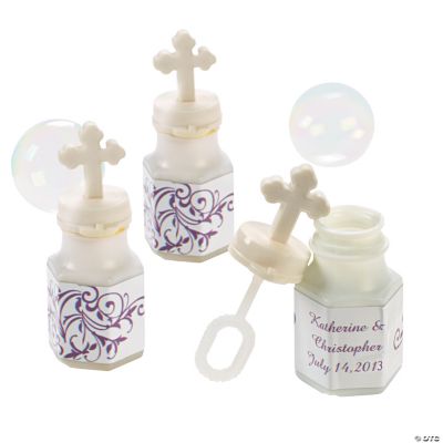 Personalized Wedding Cross Bubble Bottles