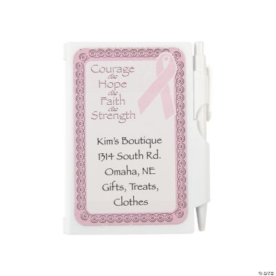 Personalized Pink Ribbon Notepad Cases With Pen