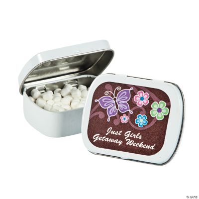 24 Personalized All Aflutter Brown Mint Tins