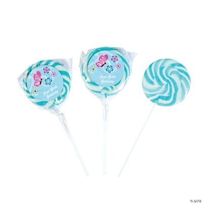 24 Personalized All Aflutter Aqua Swirl Pops