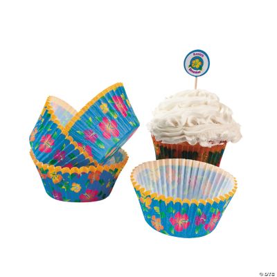 Personalized Island Hibiscus Baking Cups With Picks