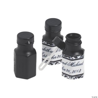 Personalized Black & White Hexagon Bubble Bottles