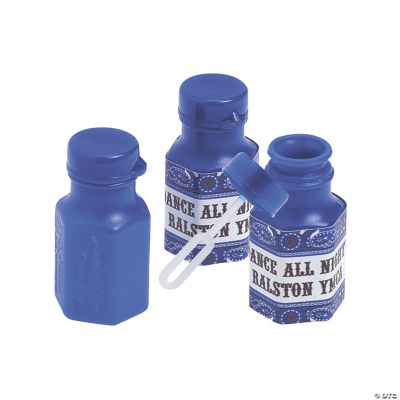 48 Personalized Blue Wild West Hexagon Bubble Bottles