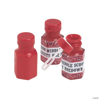 48 Personalized Red Wild West Hexagon Bubble Bottles