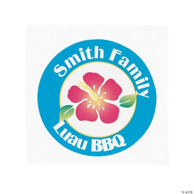 Personalized Island Hibiscus Favor Stickers