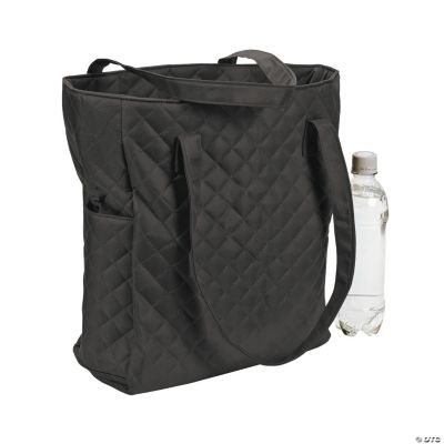 Personalized Black Quilted Tote Bag