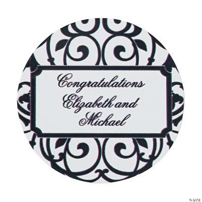 24 Personalized Classic Black And White Favor Stickers