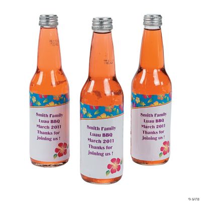 12 Personalized Island Hibiscus Bottle Labels